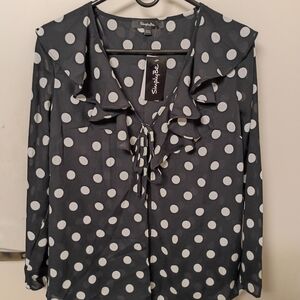 Simply Be Black and White Polka Dot Blouse